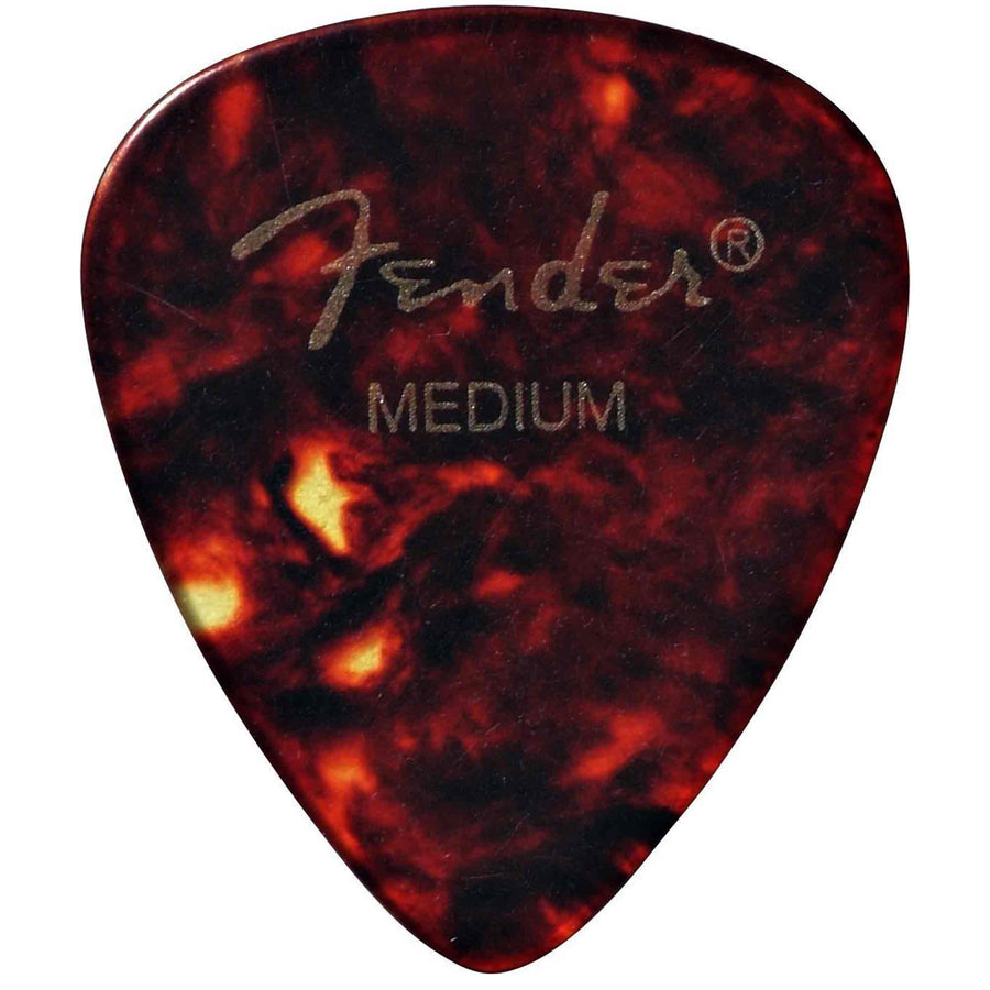 Fender 351 Shape Classic Celluloid Shell Medium - close-up of printed side of pick