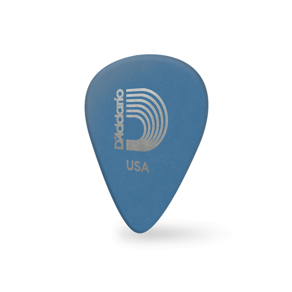 D'Addario Duralin Standard 1.00mm blue pick - angled front view