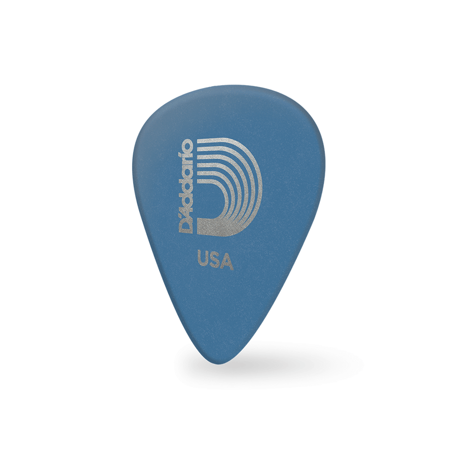 D'Addario Duralin Standard 1.00mm blue pick - angled front view